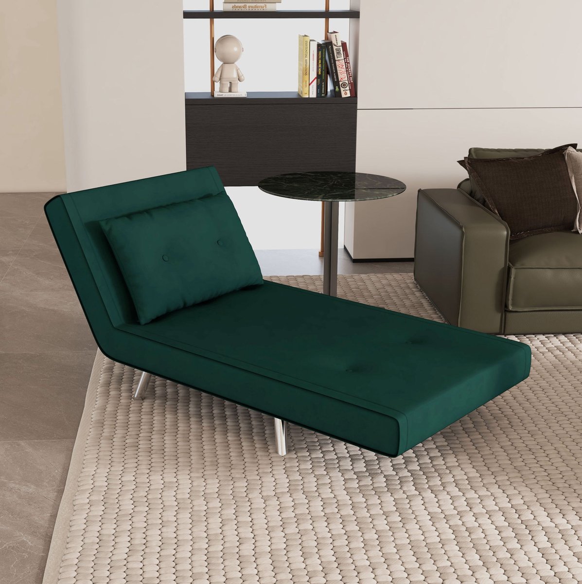 STILVORA Fauteuil 77 x 88 x 83 cm - Slaapfauteuil Met Handmatig Verstelbare Rugleuning En Bedfunctie - Voor Logeerkamer - Velvet Donkergroen