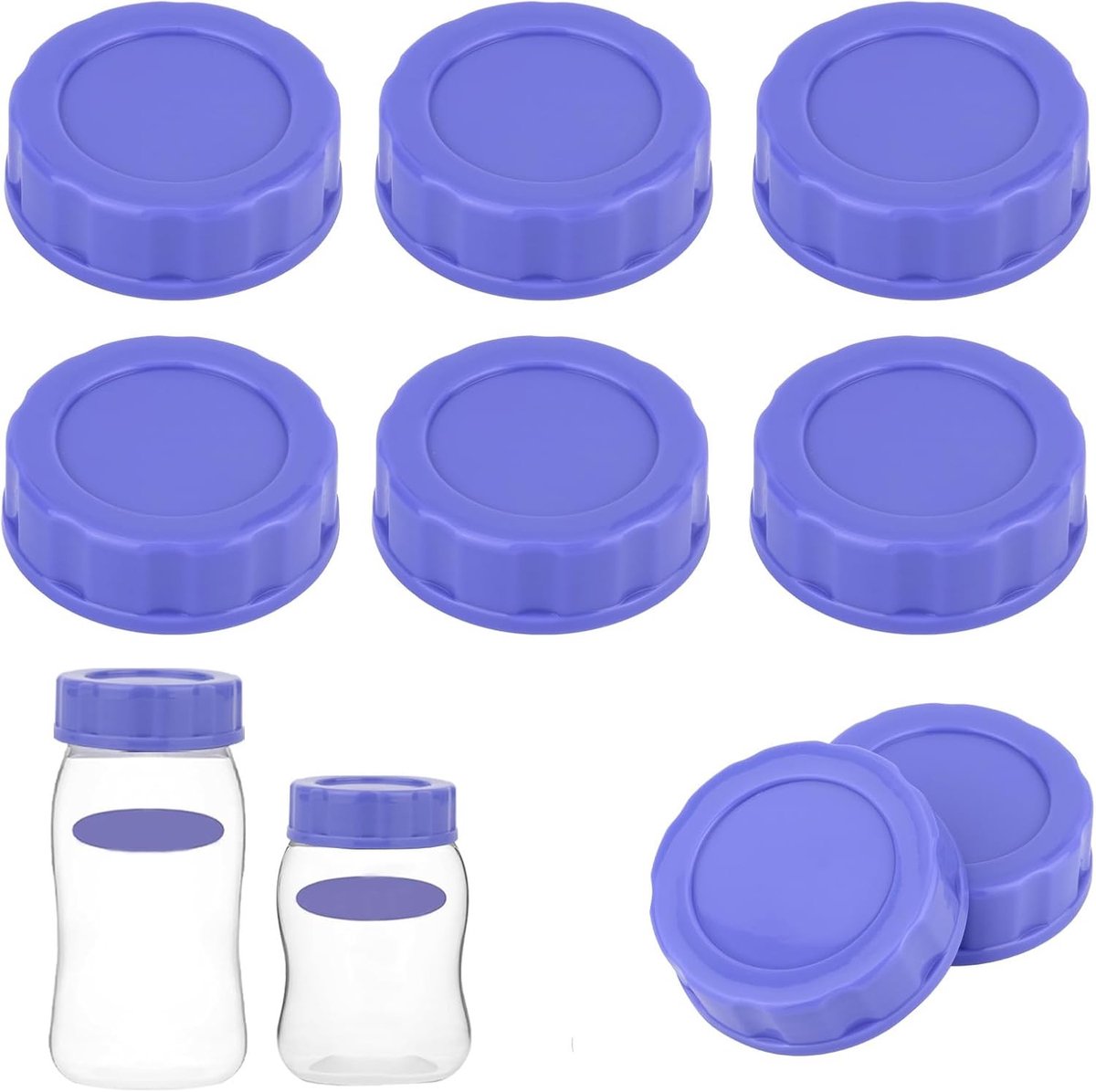Set van 6 Vervangende Flessendeksels voor Babyflessen, Ideaal voor Reizen en Opslag, Paars