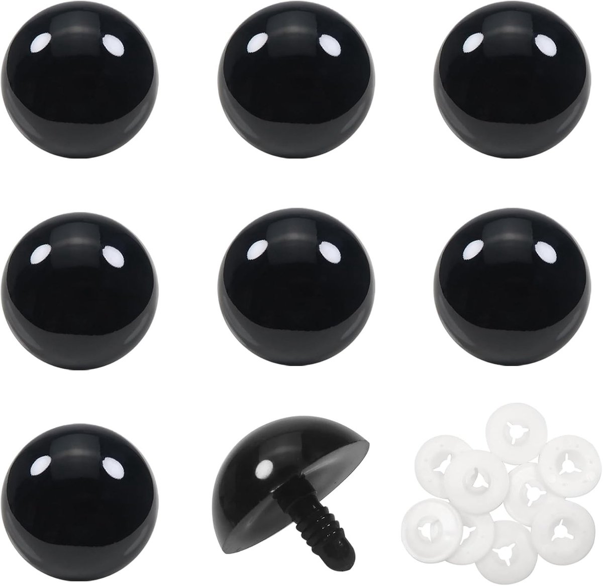 24 Stuks Veiligheidsogen 30 mm voor Amigurumi, Pluche Poppen, Haakdieren en DIY Creaties