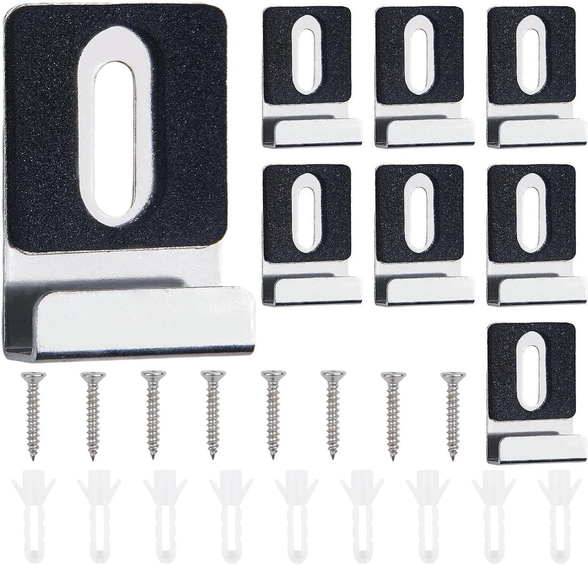 Set van 8 stevige spiegelclips met rubberen pads voor veilige bevestiging van spiegels en borden