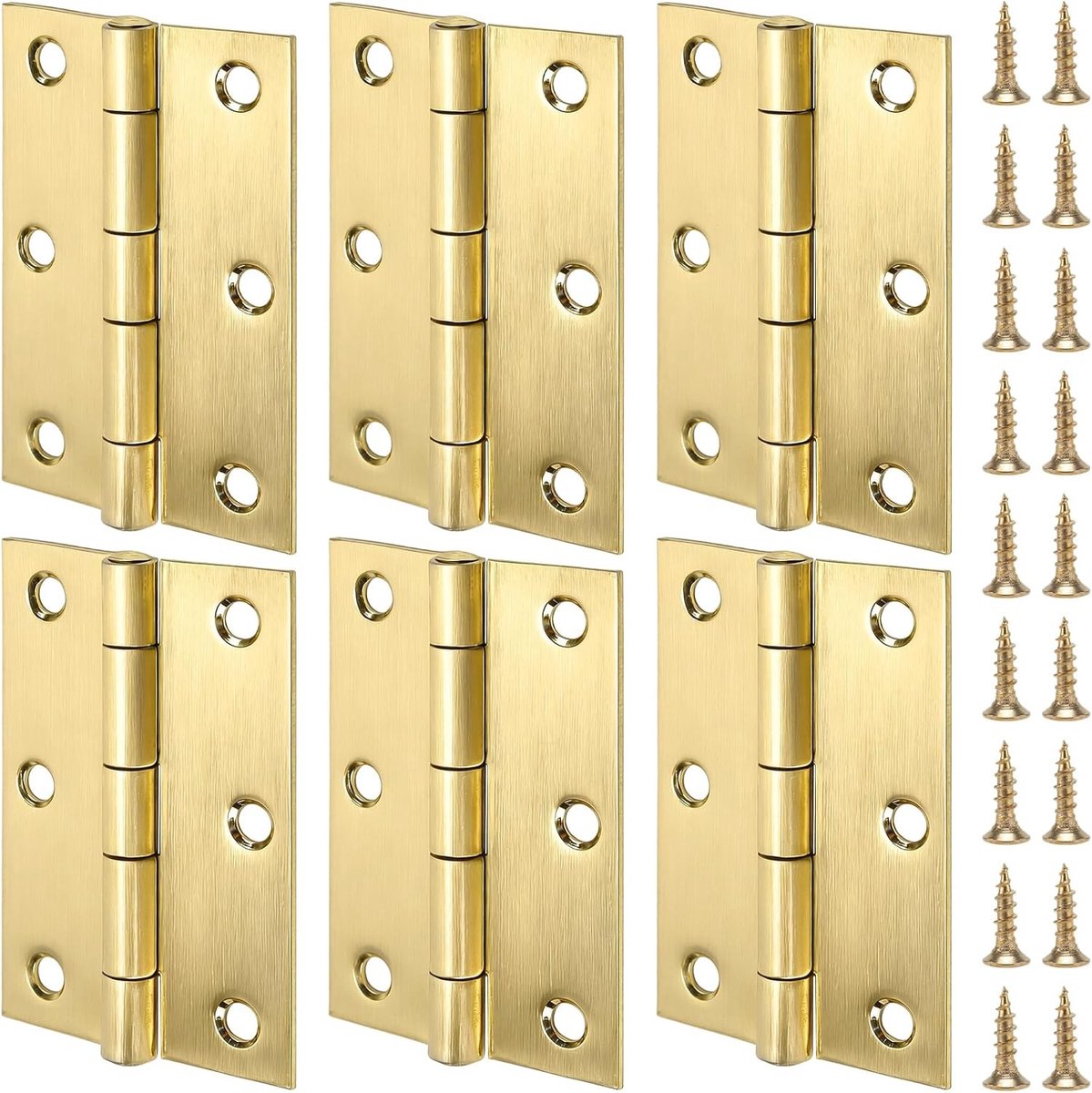 Robuuste 75mm Messing Deurhengsels met Kogellagers voor Slaapkamer en Kastdeuren - Set van 6 Stuks