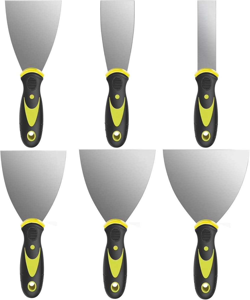 Set van 6 Spatels (1" tot 6") voor Putzreparatie, Putty Messen en Schilderwerk, Professioneel Gereedschap voor Decorateurs