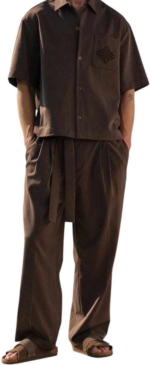 The Couture Club Heren Broek Bruin TCCM3087 Smart Barrel