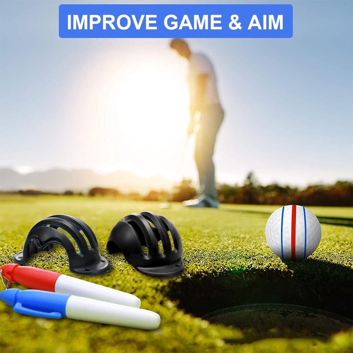 Dailygoods- Golfbal Markeringsgereedschap Set - 6-delige Set - Viltstiften - Halfronde Sjablonen - Duurzaam - Lichtgewicht - Golfmarker