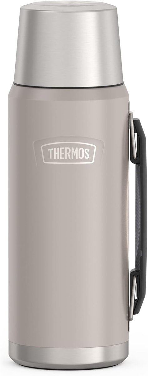 Thijox - Thermosfles 1,2L Beige/Zandsteen Mat - Isolatiefles met Drinkbeker - 24U Warm/Koud - Vaatwasmachinebestendig - Ideaal voor Camping, Tuin en O