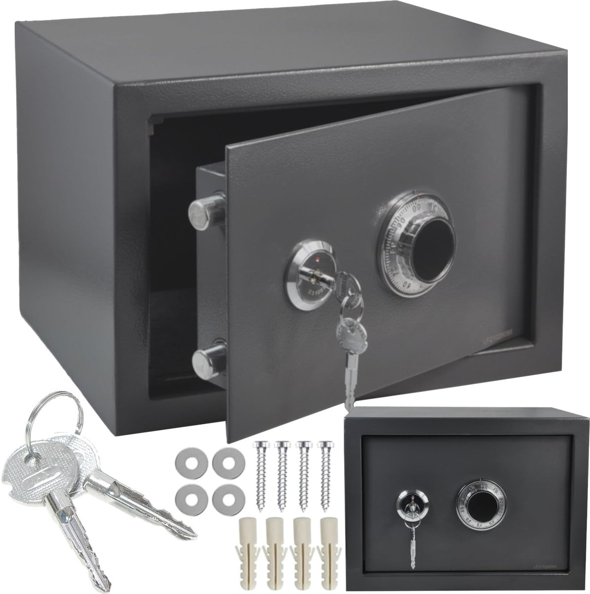 Dailygoods- Meubelkluis mechanisch combinatieslot - Dubbelbaardslot - Kastkluis - Geldkluis - Wandkluis 35x25x25 cm - Robuuste constructie 10 kg - Veiligheidskluis