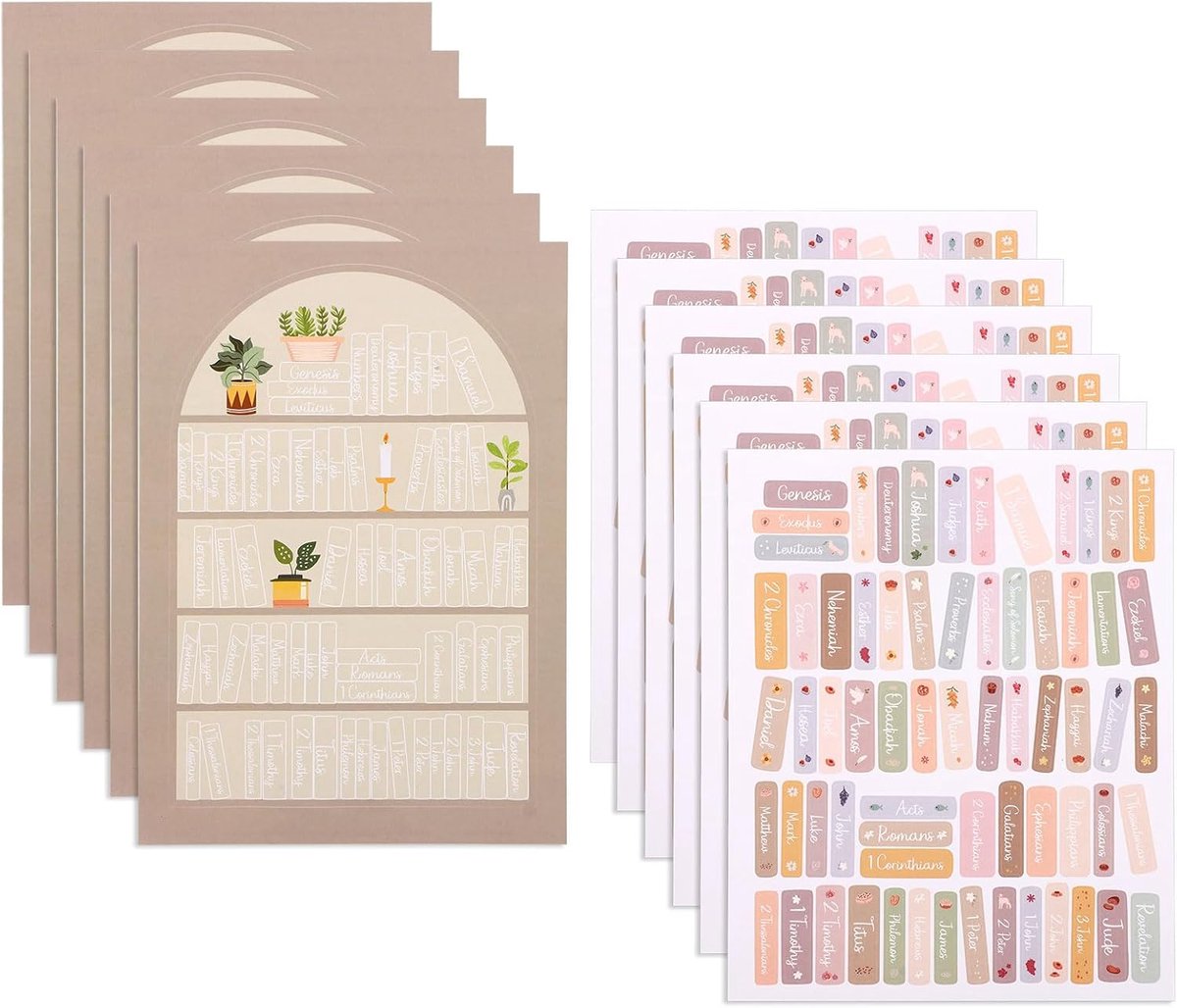 Thijox - 12 Stuks Bijbelleesstickers met Labels voor Christenen - Klassieke Boekenplankstickers - Gecoat Papier met Glanzende Film - Ideaal Cadeau voo