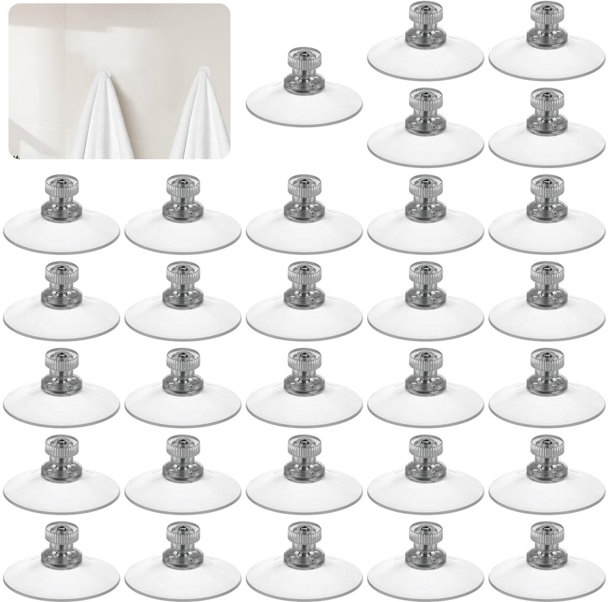 Dailygoods- Zuignappen 5cm - Zuignap met schroefdraad - Transparante Zuignappen - PVC Zuignappen - Sterke Zuignappen - Met gekartelde moer