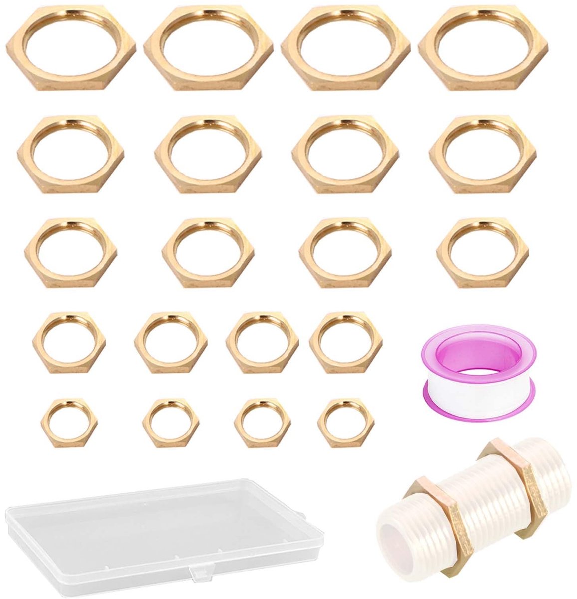 Dailygoods - 20 PCS Zeskantmoer, FORMVERSITY BSP messing back moeren 3/4 1/2 3/8 1/4 1/8 INCH, kraan sanitaire fitting moer, voor badkamer wastafel kranen sanitaire armaturen accessoires