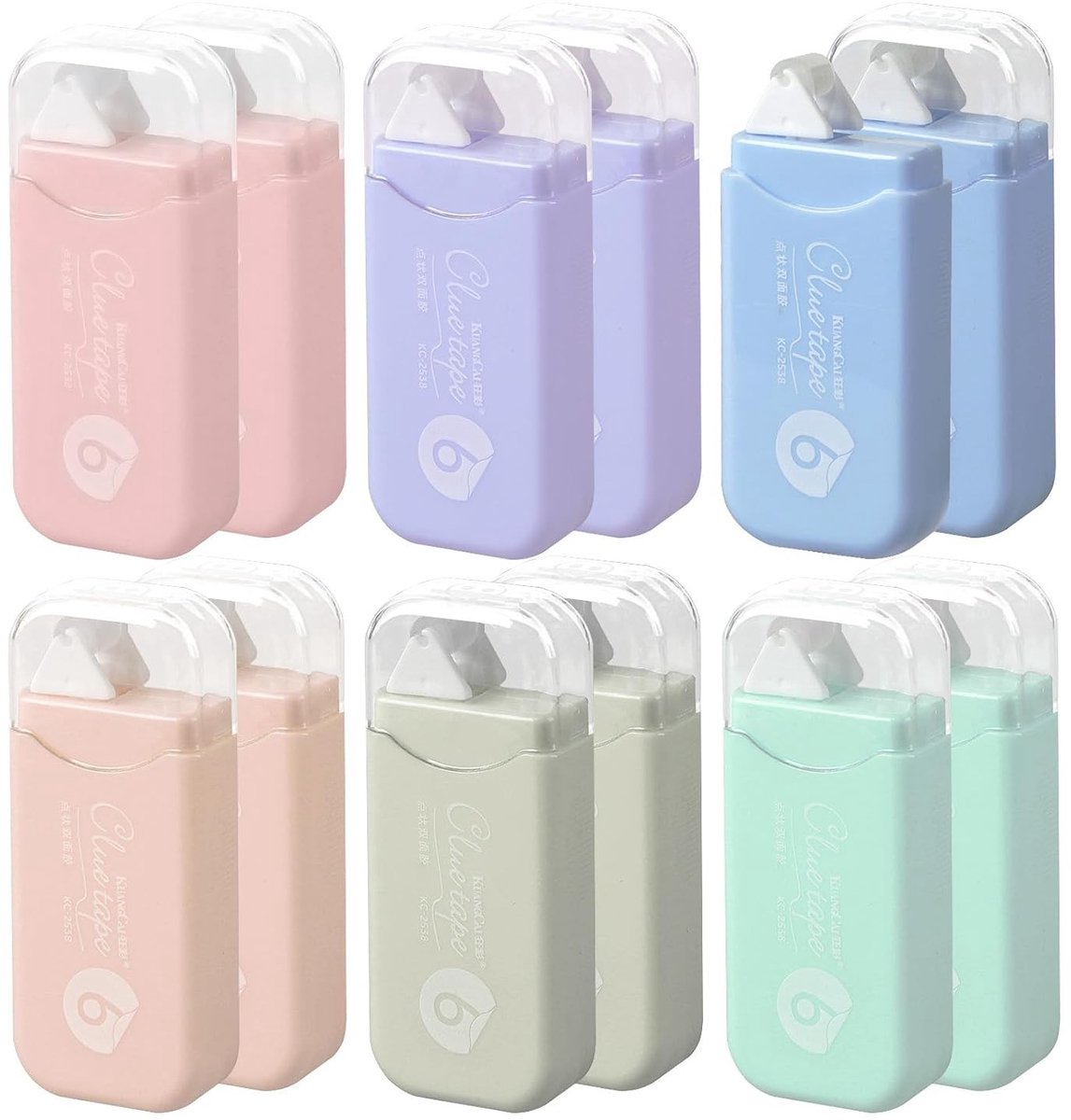 Dubbelzijdige zelfklevende rollers voor knutselen, scrapbooking en fotoalbums - 12 stuks met etui (6mm×6m)