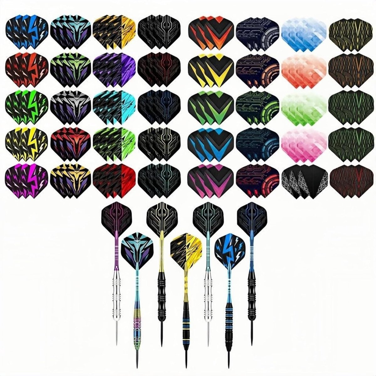 Dart Flights Set van 120 Stuks met Diverse Ontwerpen en Kleuren voor Zachte en Stalen Pijltjes