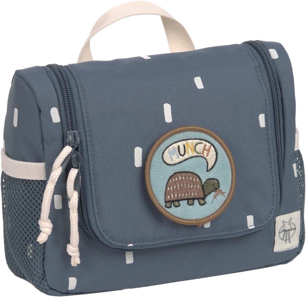 Thijox - LÄSSIG Toilettas Kinderen - Waszak Ophangbaar - Mini Toilettas 20 cm - Happy Prints Donkerblauw - Perfect voor Camping, Reizen en Thuis