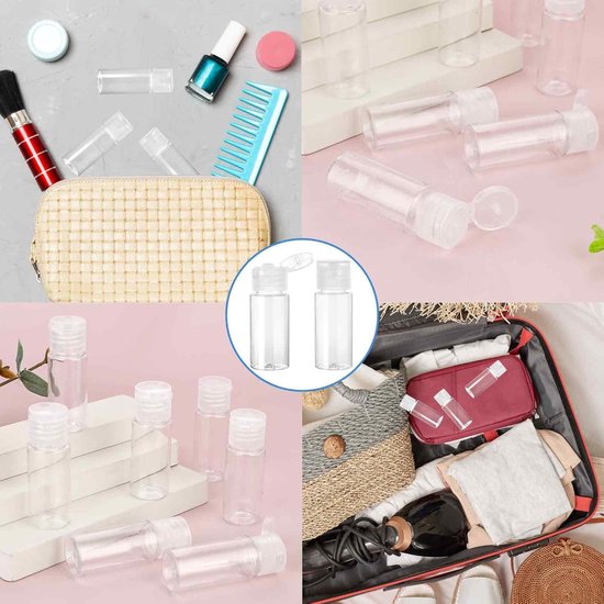 Thijox - 15 ml Reisflessen Set van 12 Stuks - Transparante Plastic Flessen met Flipdop voor Cosmetica, Vliegtuig, Reizen, Zakenreizen, Camping, en Mee van Thijox — afbeelding 5