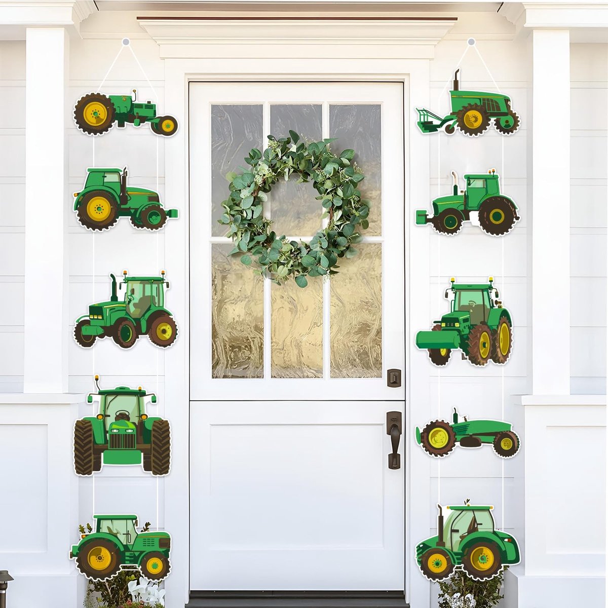 Inovra- Tractor Verjaardagsdecoraties - Groene Deurbanner - Boerderijthema - Feestdecoraties - 10 Stuks - Levendig Ontwerp - Boerderijdecoratie