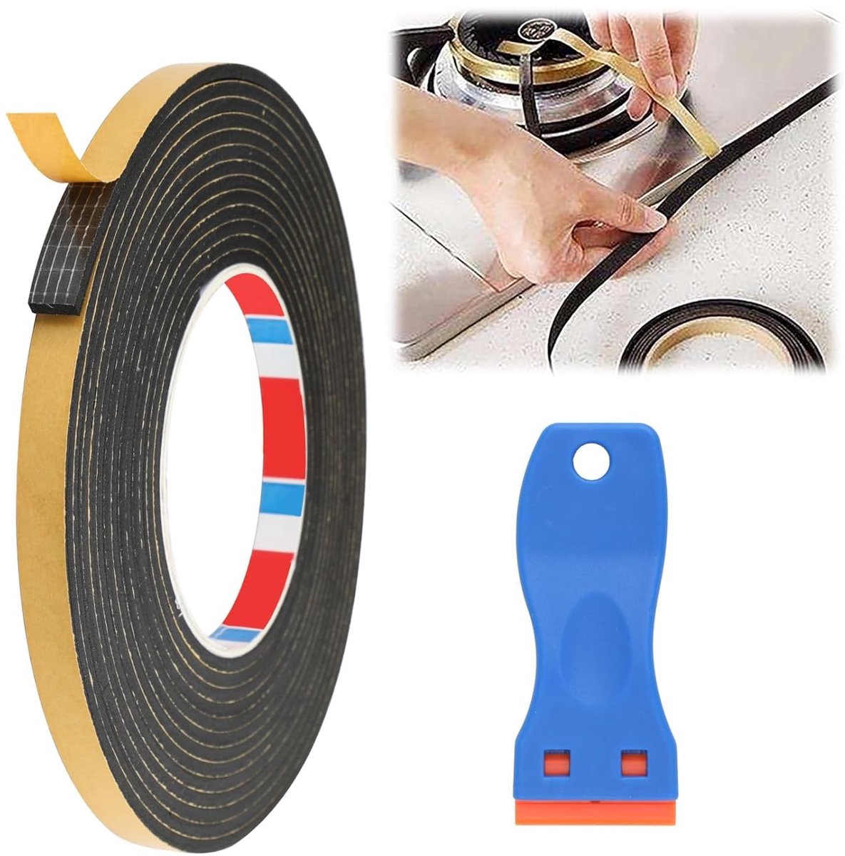 Thijox - Kookplaat-afdichtingstape 5m x 3mm, hoogwaardig EPDM-rubber, bestand tegen hoge temperaturen en weerbestendig, ideaal voor afdichten en isole