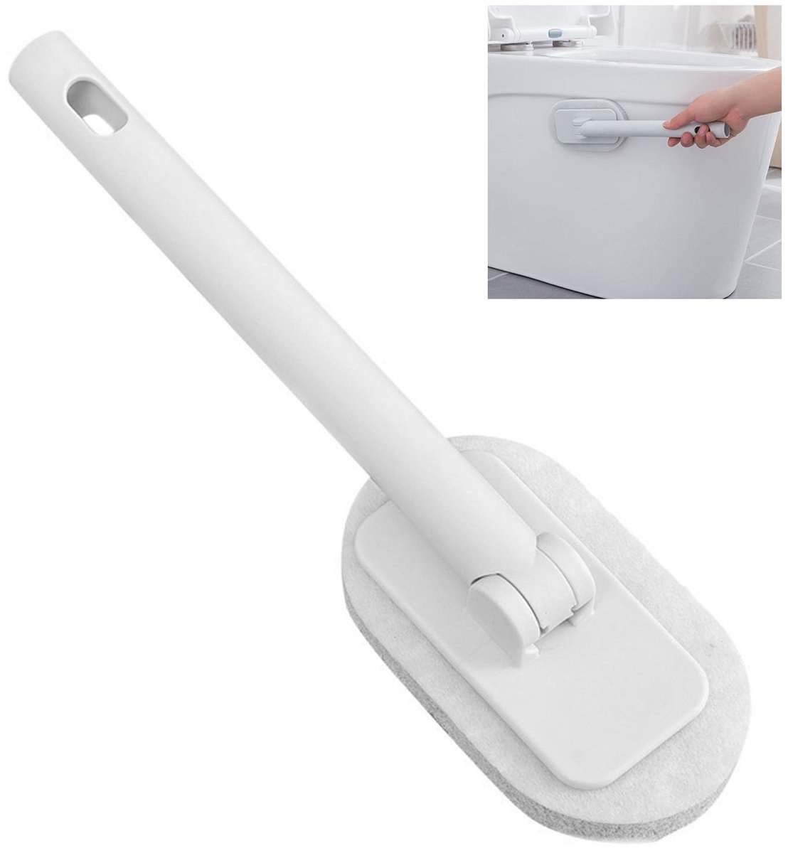 Inovra - Badborstel met lange handgreep, reinigingsborstel met comfortabele handgreep, multifunctionele badkamerborstel voor toilet, tegels, badkuipen