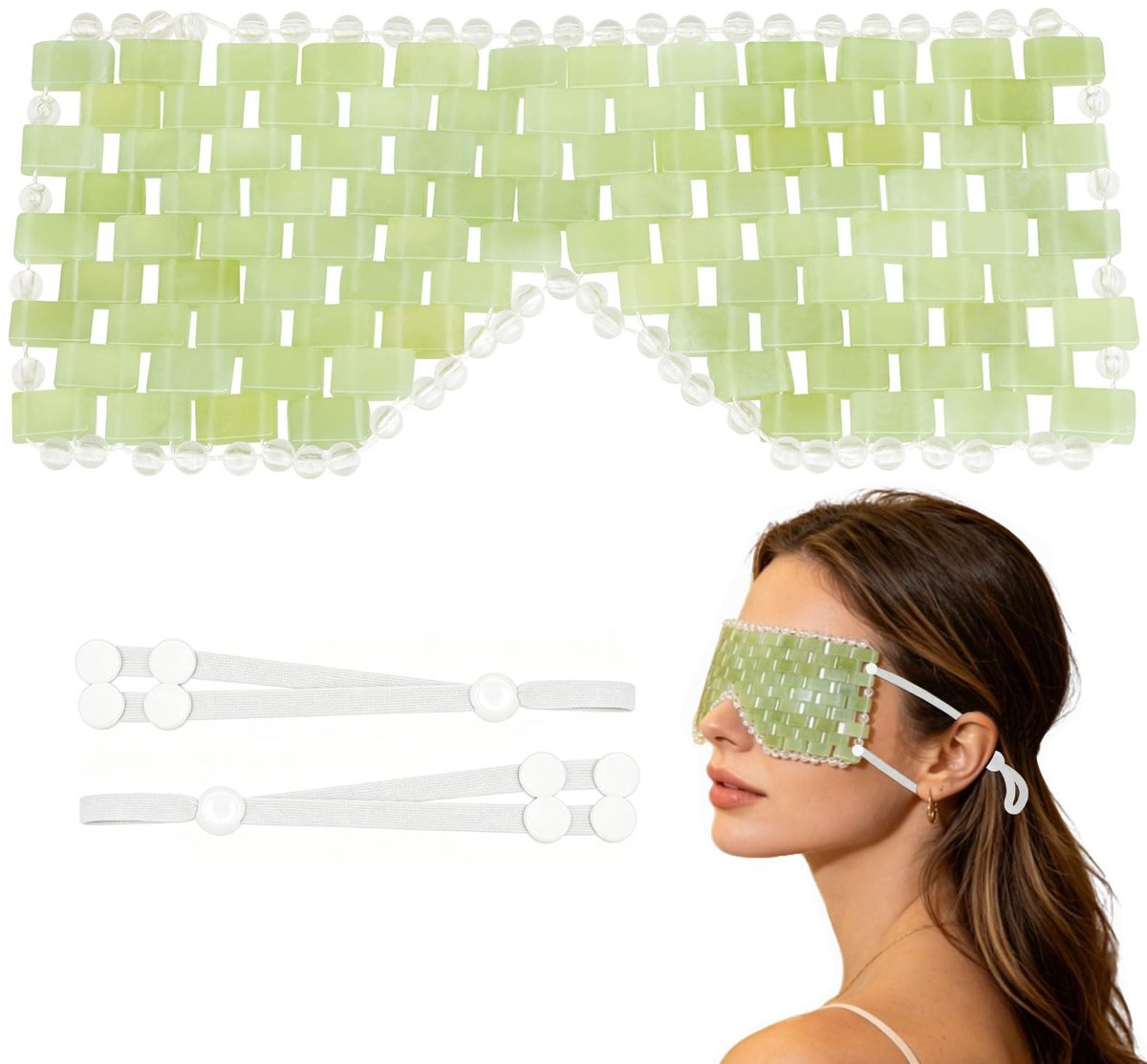 Dailygoods- Oogmasker 100% Natuurlijk Jade - Herbruikbaar - Vermindert Zwellingen - Verlichting Oogvermoeidheid - Ontspanning - Geschikt voor Elk Huidtype - Oogcompress