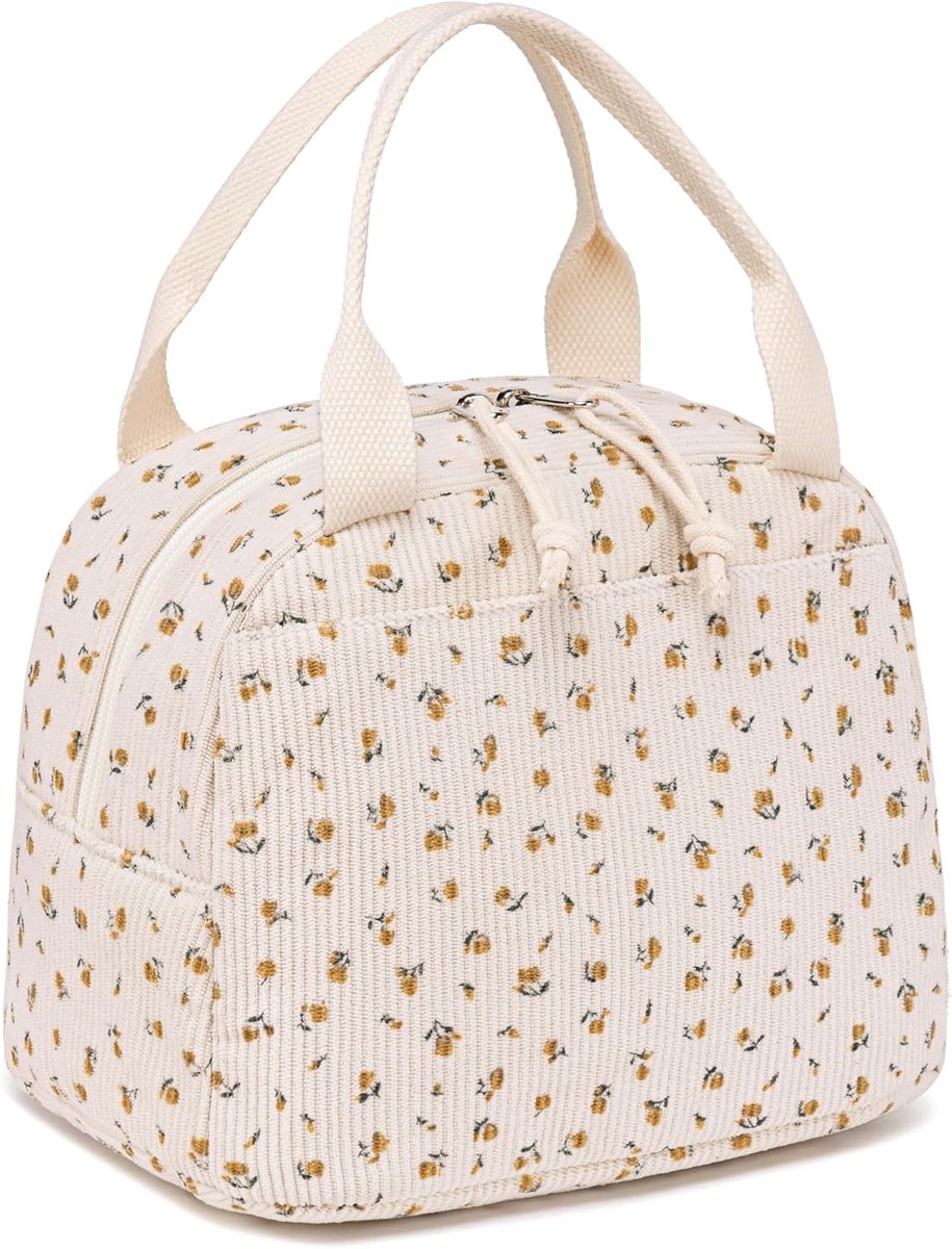 Thijox - LEDAOU geïsoleerde lunchbox voor vrouwen, herbruikbare lunchtas met koord, lekvrije thermische koeler, ruime capaciteit, corduroy, ideaal voo