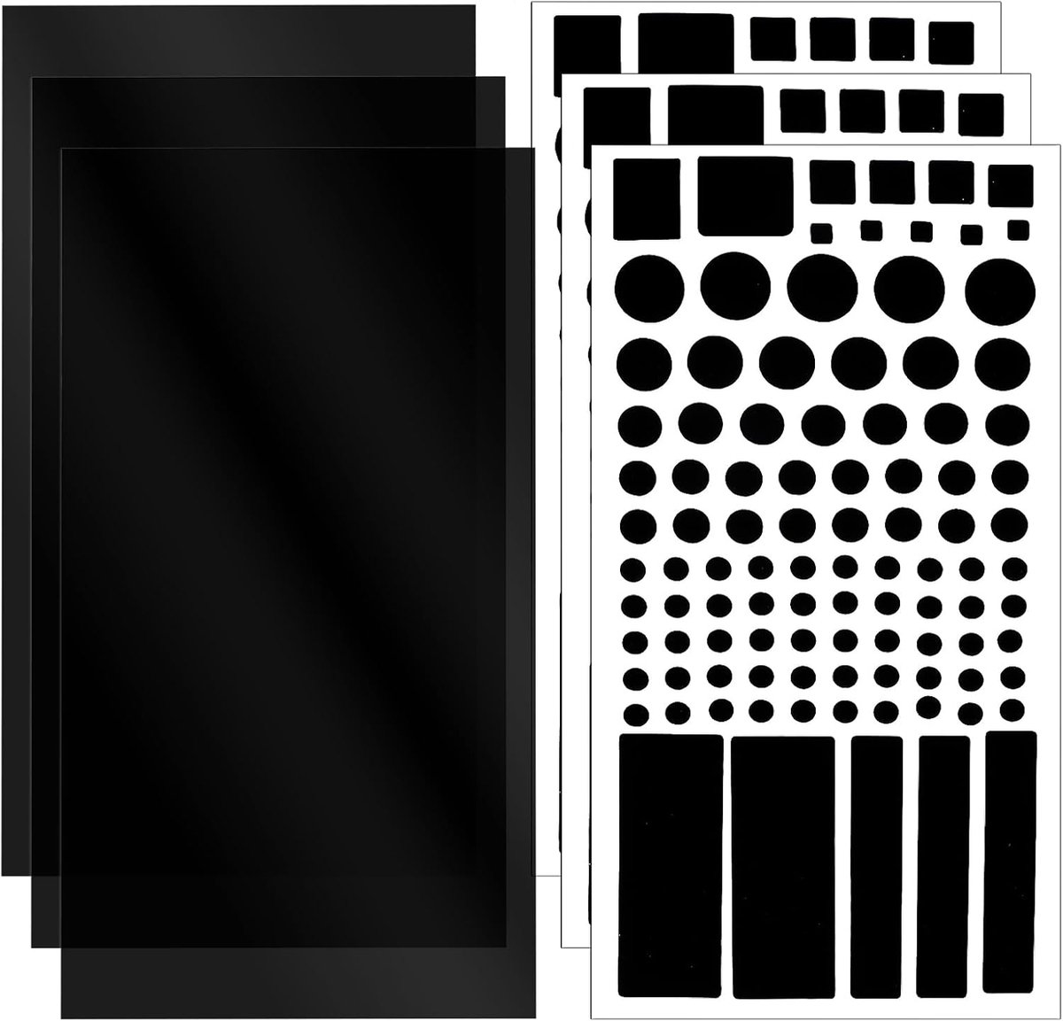 Thijox - LED-lichtblokkerende stickers - 6 vellen verduisteringsfolie voor elektronica - 100% en 50%-80% blokkerende PVC folie - Zwart - 20,3x10 cm -