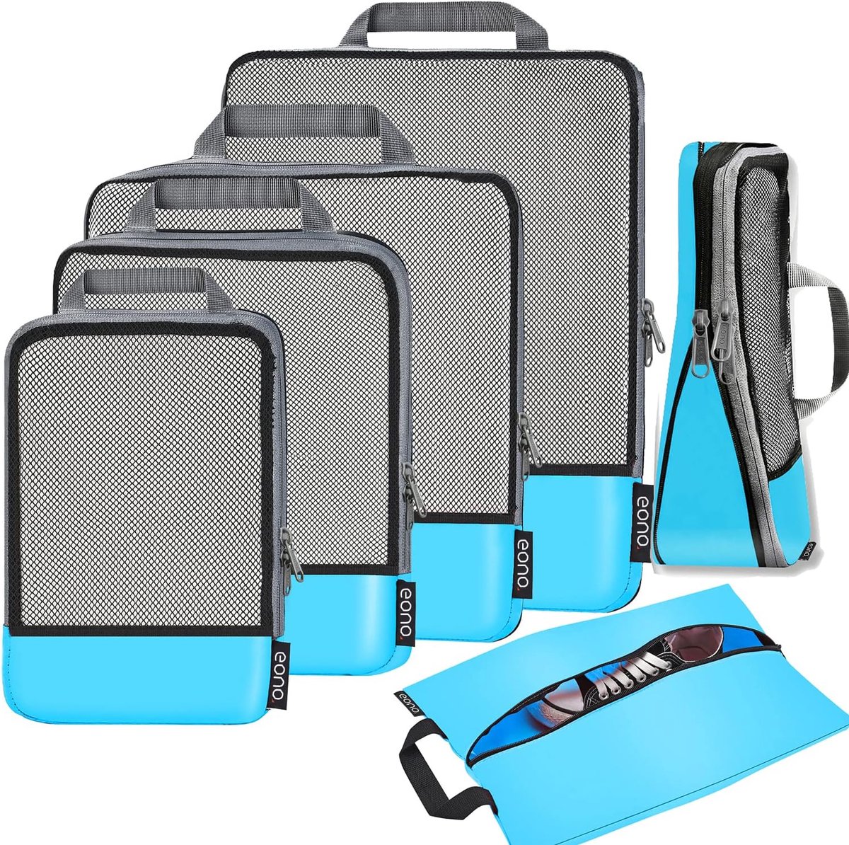 Thijox - Comprimerende Bagage-Organizers, Reisorganizers en Koffer Vakken, Uitbreidbare Organizertassen voor Koffers, Ideaal voor Vakanties en Weekend