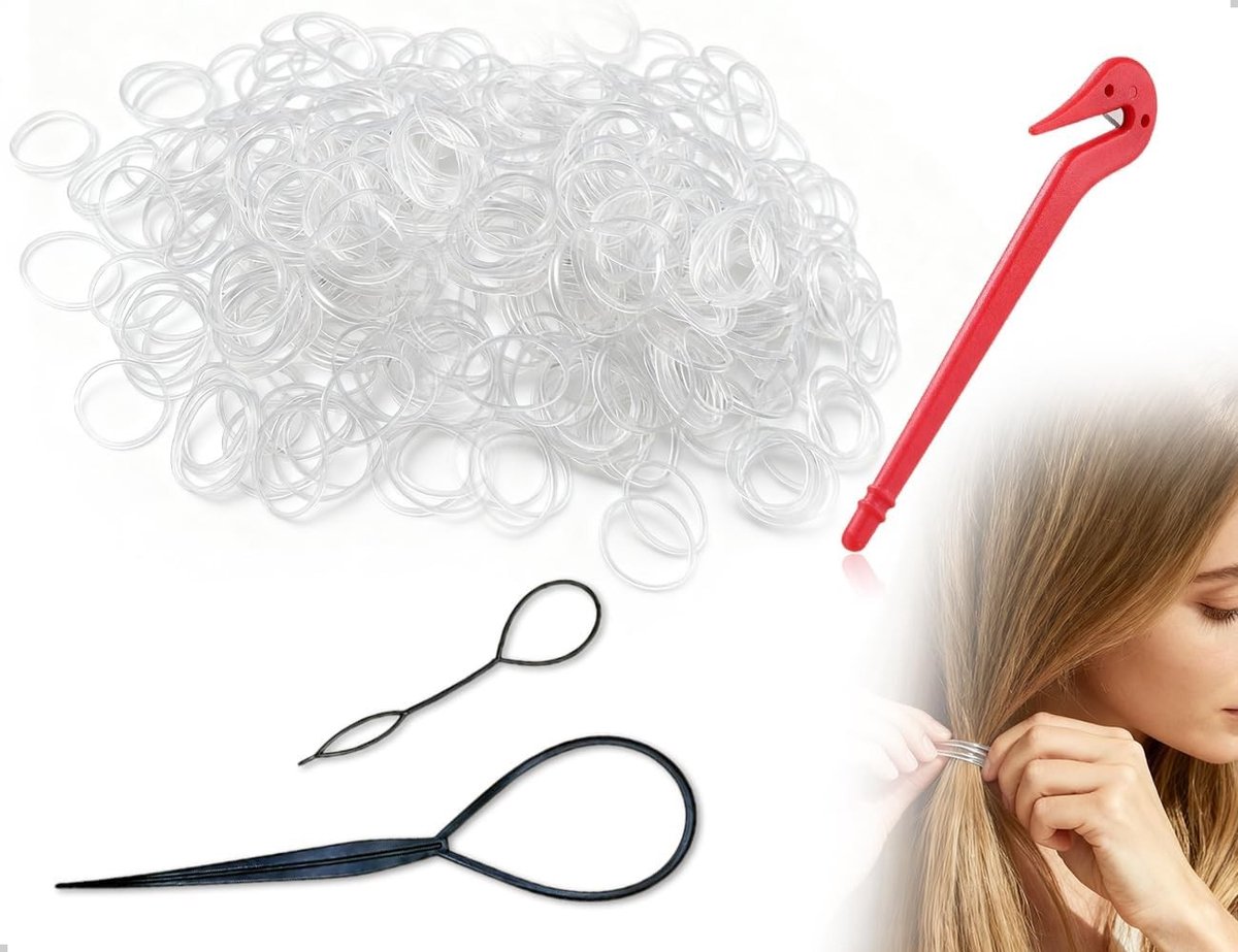 Kleine transparante haarelastiekjes, 1500 stuks, ideaal voor haarstyling, vlechthulp en dagelijks gebruik