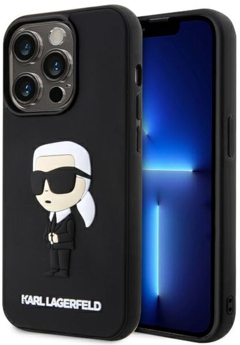 Karl Lagerfeld KLHCP14X3DRKINK iPhone 14 Pro Max 6.7" Zwart hardcase Rubber Ikonik 3D