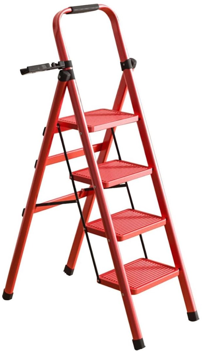 CRLYN® Huishoudtrap 4 Treden - Keukentrap - Inklapbaar - Antislip - Extra Stevig - Veiligheid