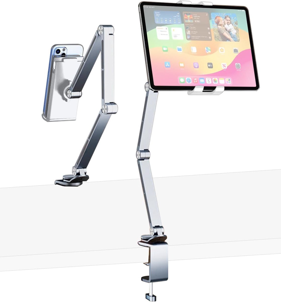 Thijox - iPad-houder Bureau Aluminiumlegering, Opvouwbare Tablethouder met 360° Draaibare Basis voor 4,7-15,6 inch Telefoons, Tablets, Kindle, Fire HD