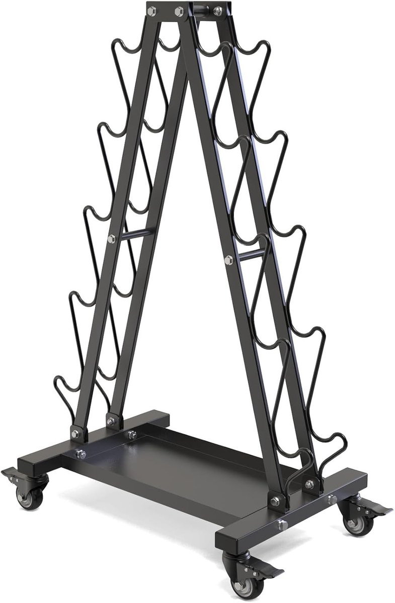 5-laags Dumbbell Rack met Wielen - Draagbare Dumbbell Houder voor Thuisgym, Kettlebell en Gewichten Opslag