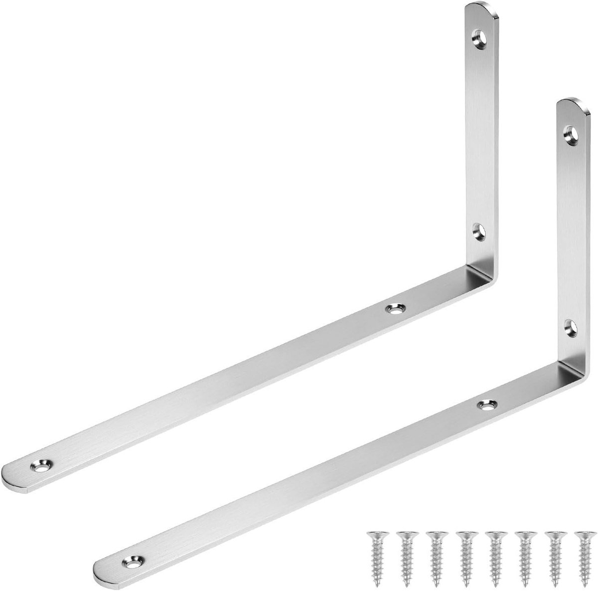 Set van 2 RVS Hoekplanken Beugels 300x160mm, 4mm Dikte - L-vormige 90 Graden Beugels met Schroeven voor Muurbevestiging