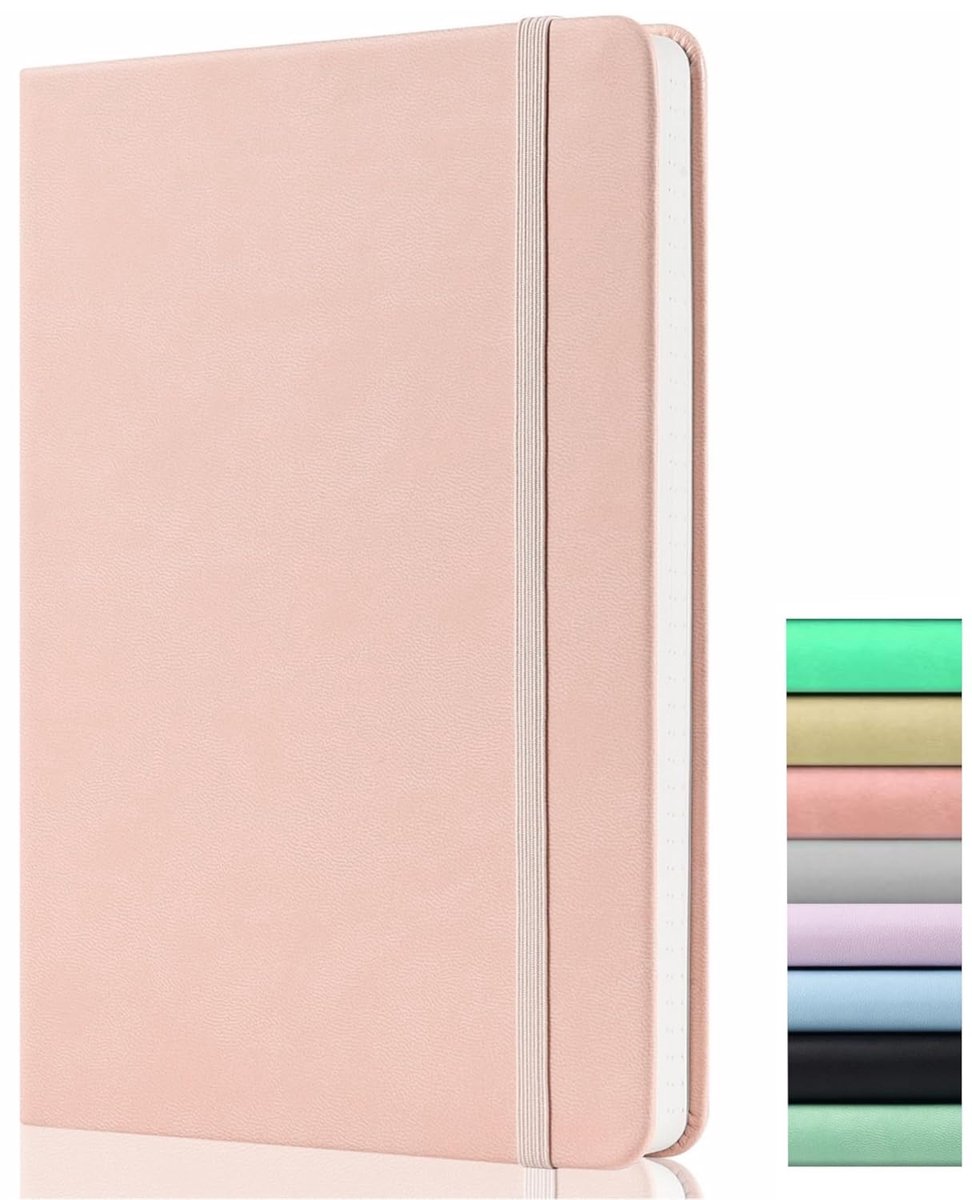 SnelShoppen - Gestippeld Dagboek A5 - Dot Grid Notitieboek met 120gsm Papier, 180 Pagina's, Pastel Roze Vegan Leather Hardcover met Achterzak en 2 Mar