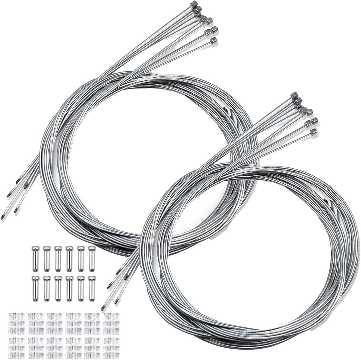 12-delige Universele Versnellingskabel Set - RVS Versnellingskabels van 1.2mm x 2.1m met Eindkappen voor Mountainbikes en Racefietsen, Duurzaam en Betrouwbaar