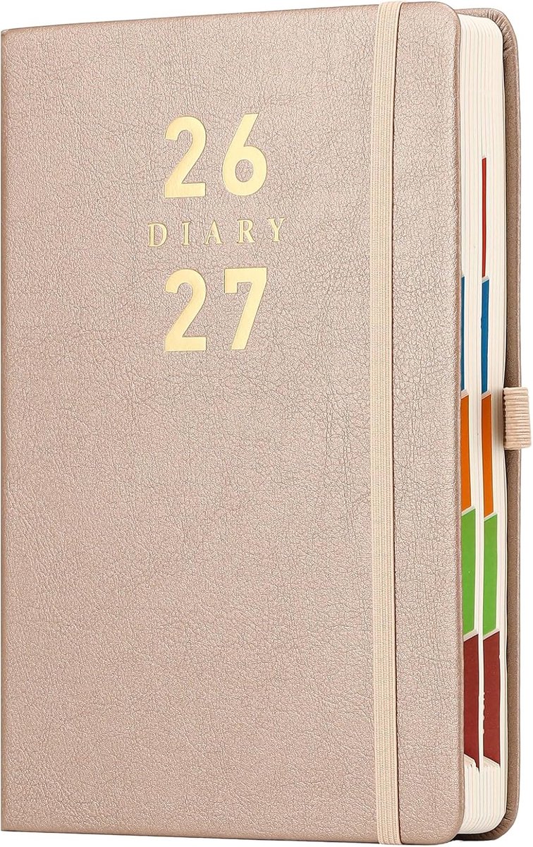 SnelShoppen - Academische Agenda 2026-2027 Dagelijkse Planner met Harde Kaft, Gekleurde Tabbladen, Penhouder en Binnenzak, 400 Pagina's, Organiser van