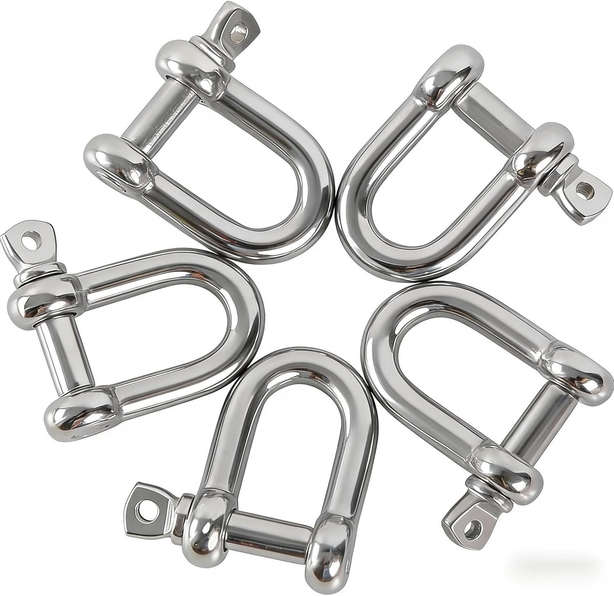 Roestvrijstalen D-ring haakclips voor zware constructie - 6 stuks D-links voor kettingverbinding en bevestiging