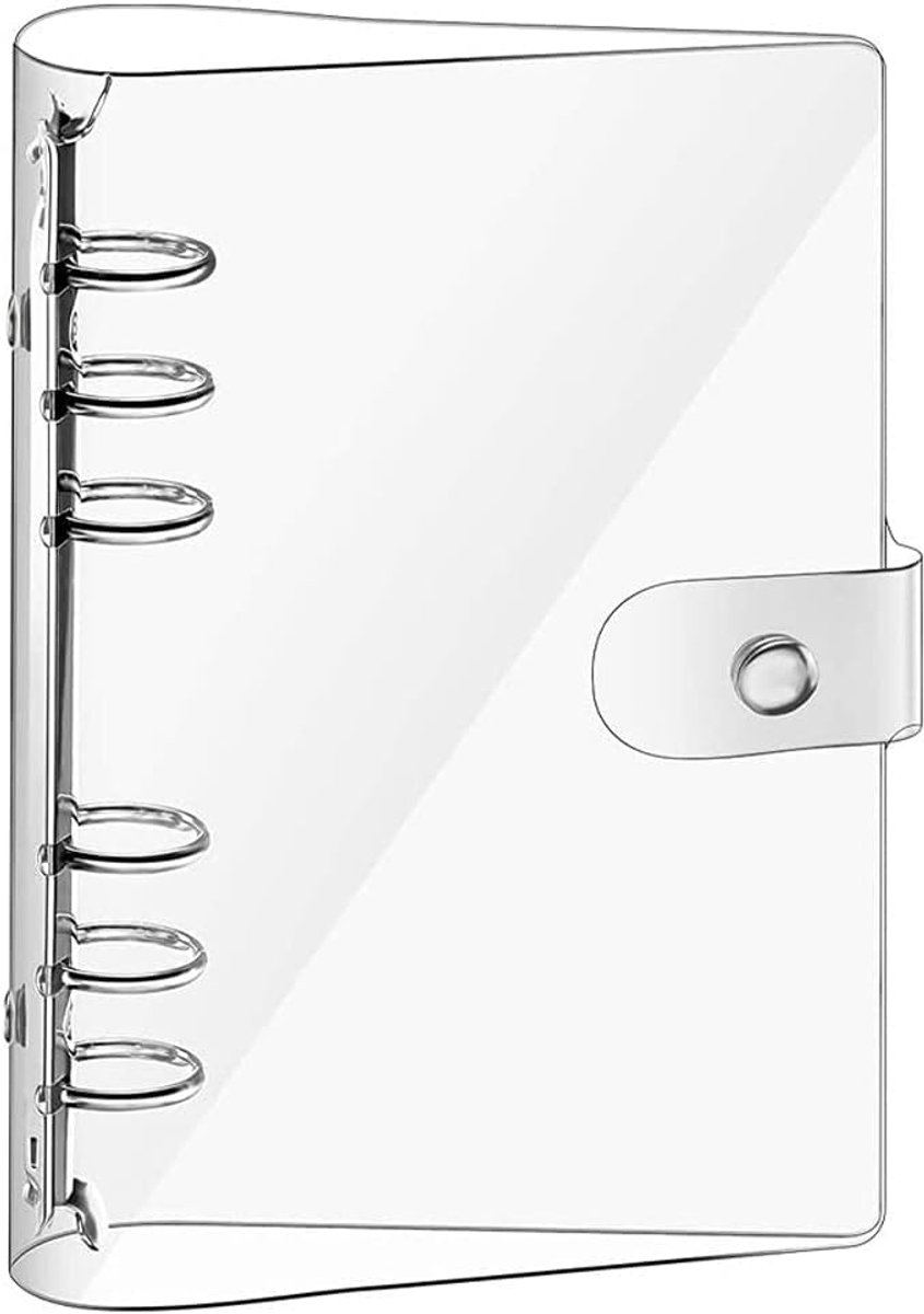 SnelShoppen - A5 Soft PVC Notebook Binder, Doorzichtig 6 Ring Ringband met Drukknop, Waterdichte Loose Leaf Map voor Dagboek, Kantoor, Thuis, School