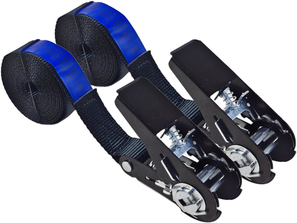 BCF-Products Spanbanden met Ratel - Spanbanden - 4 meter - 2 stuks - Zwart - Spanriemen met Ratel