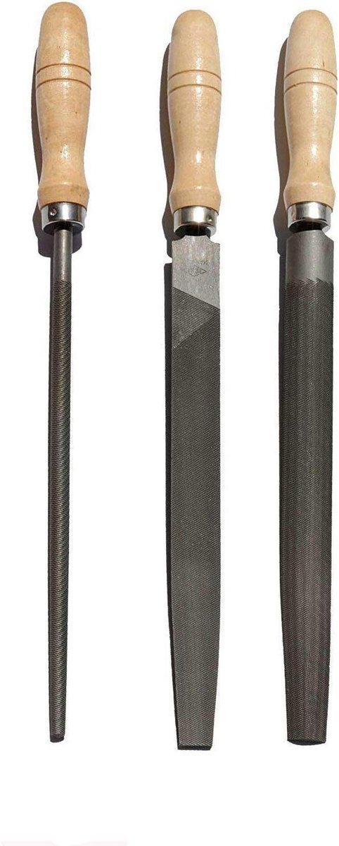Naaldvijl Set - Handvijlen Rasp - Metaal Bewerken - Ergonomische Handgrepen - 8 Inch - Grijs