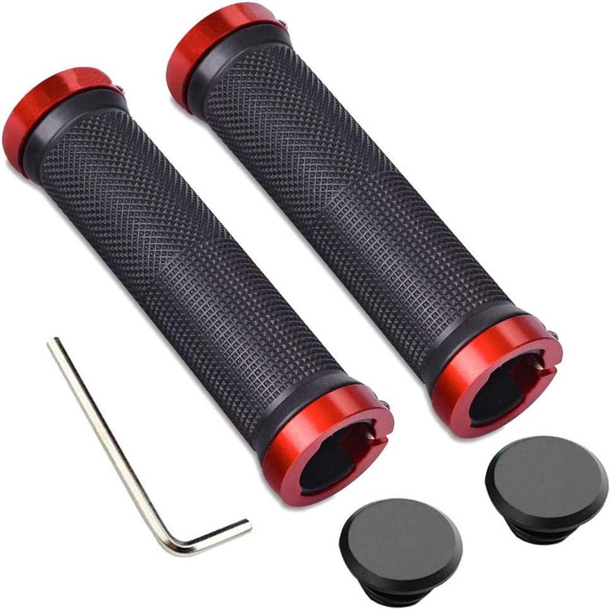 Fiets Handgrepen - Stuurgrepen Rubber - Comfortabel Fietsen - Dubbele Vergrendeling - 22 mm Diameter - Rood
