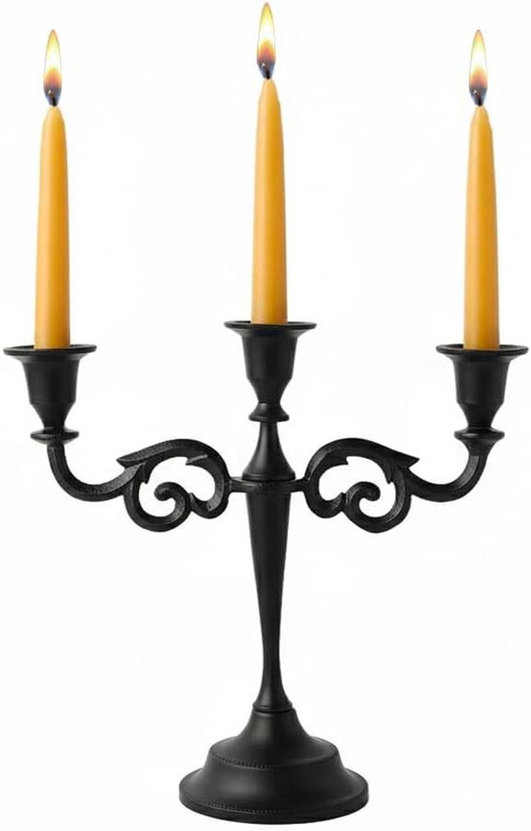 Elegante Drie-armige Kandelaar Zwart 28 cm voor Tafeldecoratie
