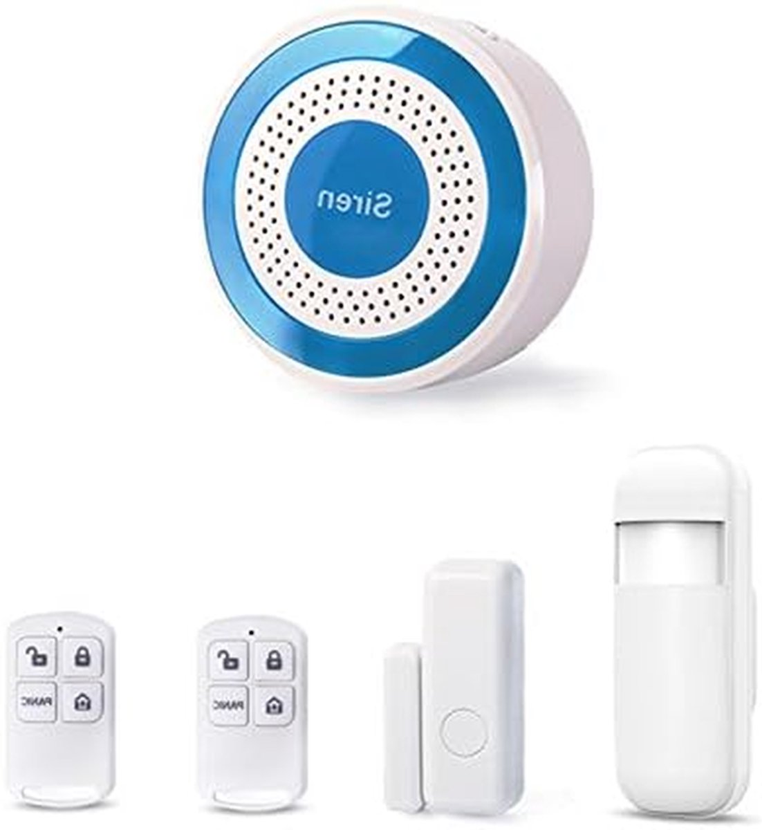 Alarmsirene Set - Draadloos Systeem - Thuisbeveiliging - 20 Zones Draadloos - 110 Decibel - Wit