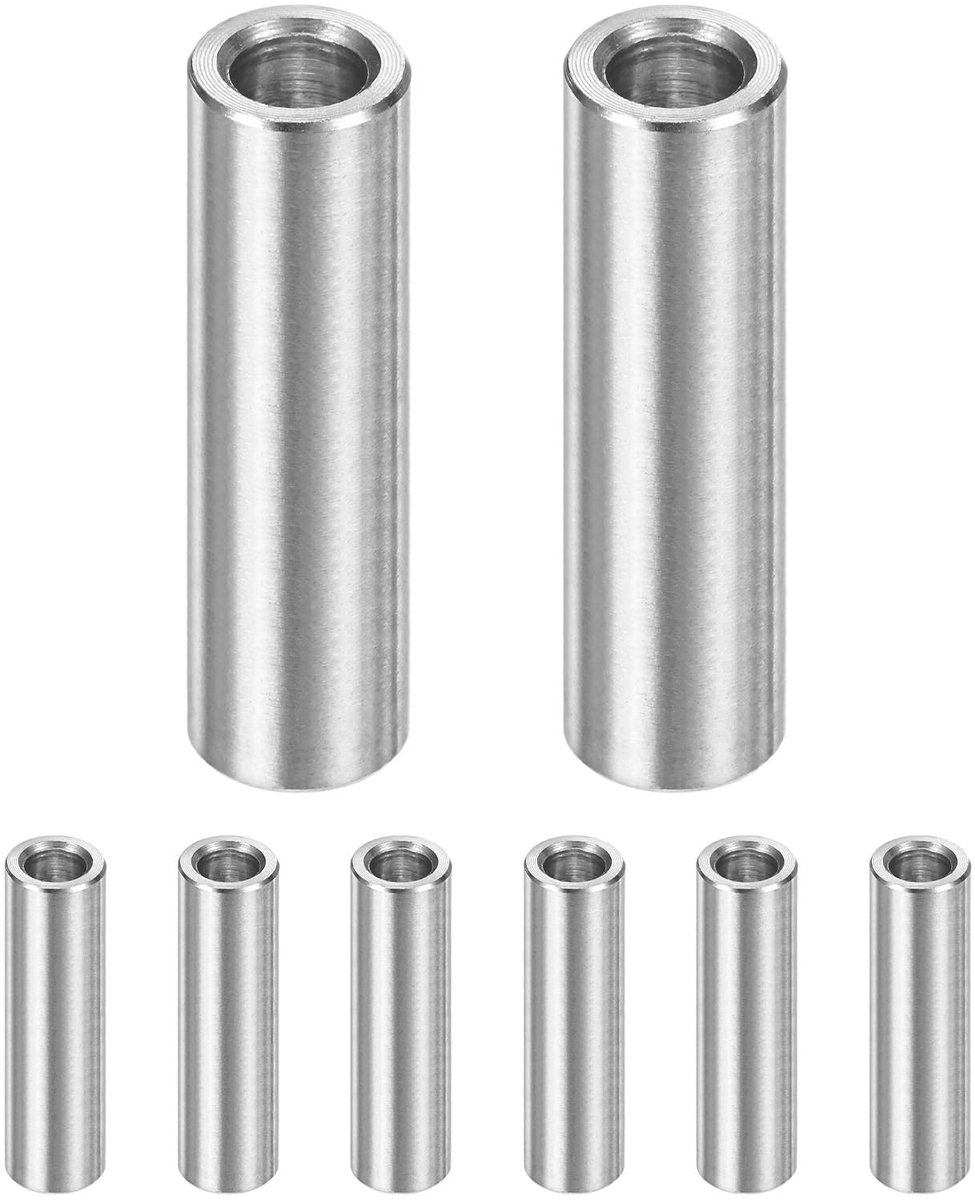 METERXITY 8 STKS M6 304 Rvs Spacers 6mm ID x 10mm OD x 35mm l Metalen Schroef Standoff Bus Plain Finish Ronde Spacer 304 Rvs voor Schroeven Bouten Zilver