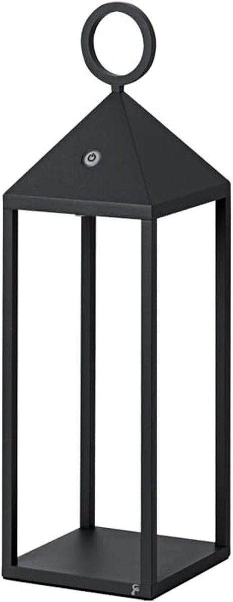 Draagbare LED Lantaarn - Oplaadbare Tafellamp - Terras Verlichting - Touch Dimmer - 47 cm Hoog - Antraciet