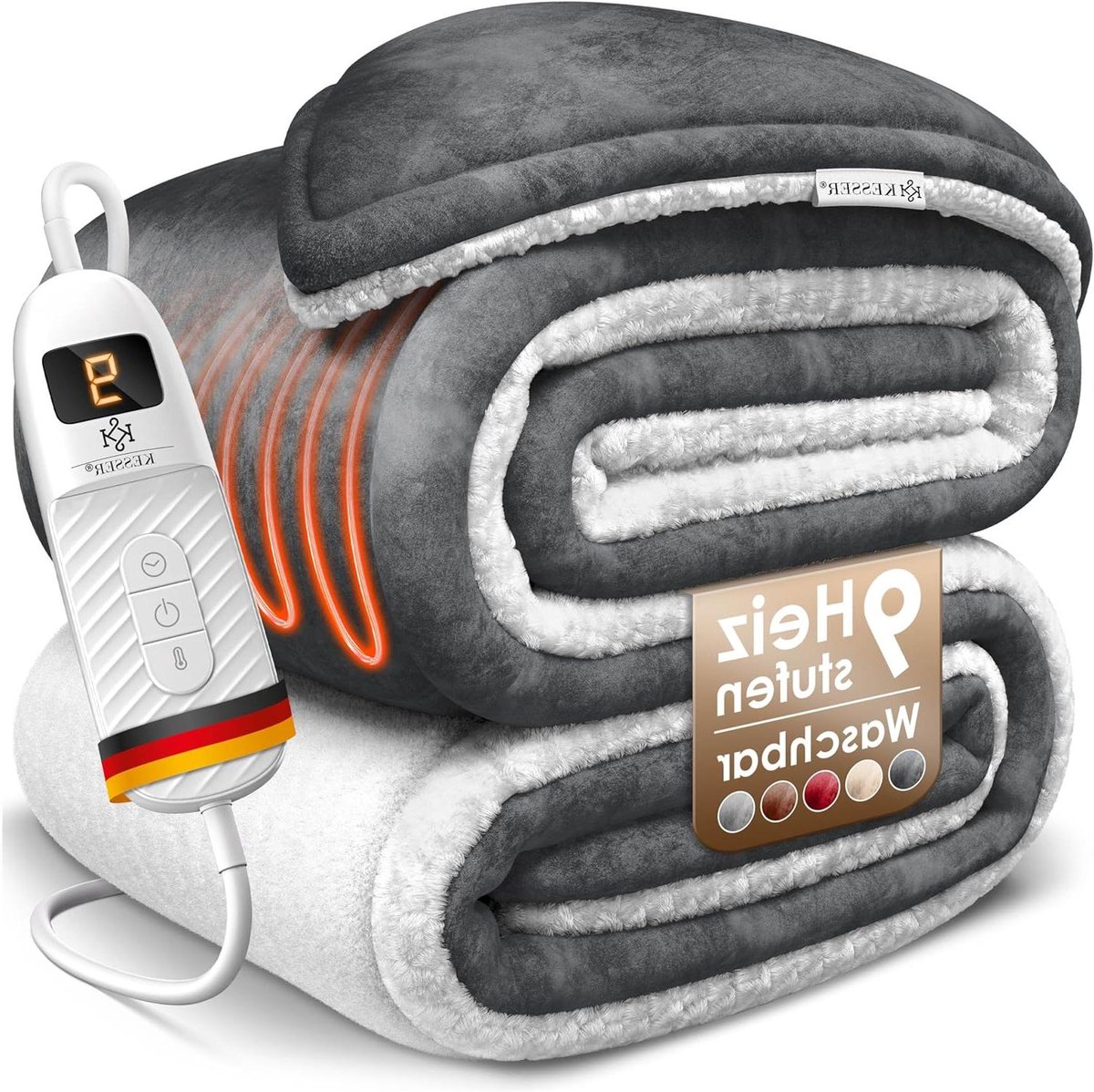Elektrische Deken - Warmtedeken - Gezellige Uren - 9 Warmtestanden - 200 x 180 cm - Antraciet