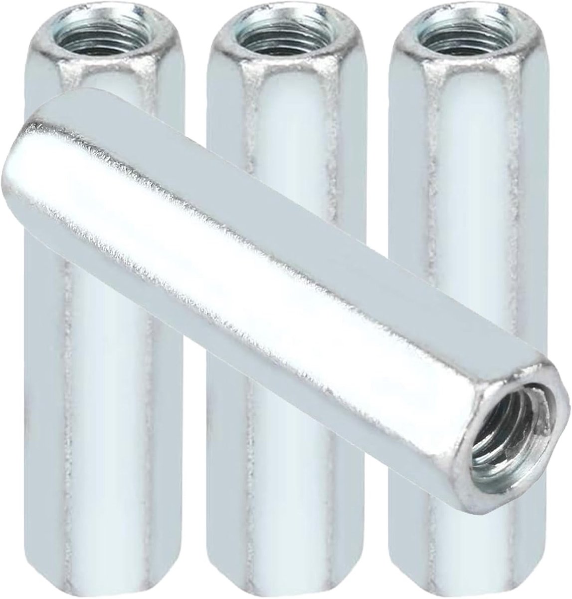 4 Stuks M10 x 40mm Lange Moeren – Gegalvaniseerde Draadbuis, Roestbestendig en Duurzaam voor M10 Draadstangen