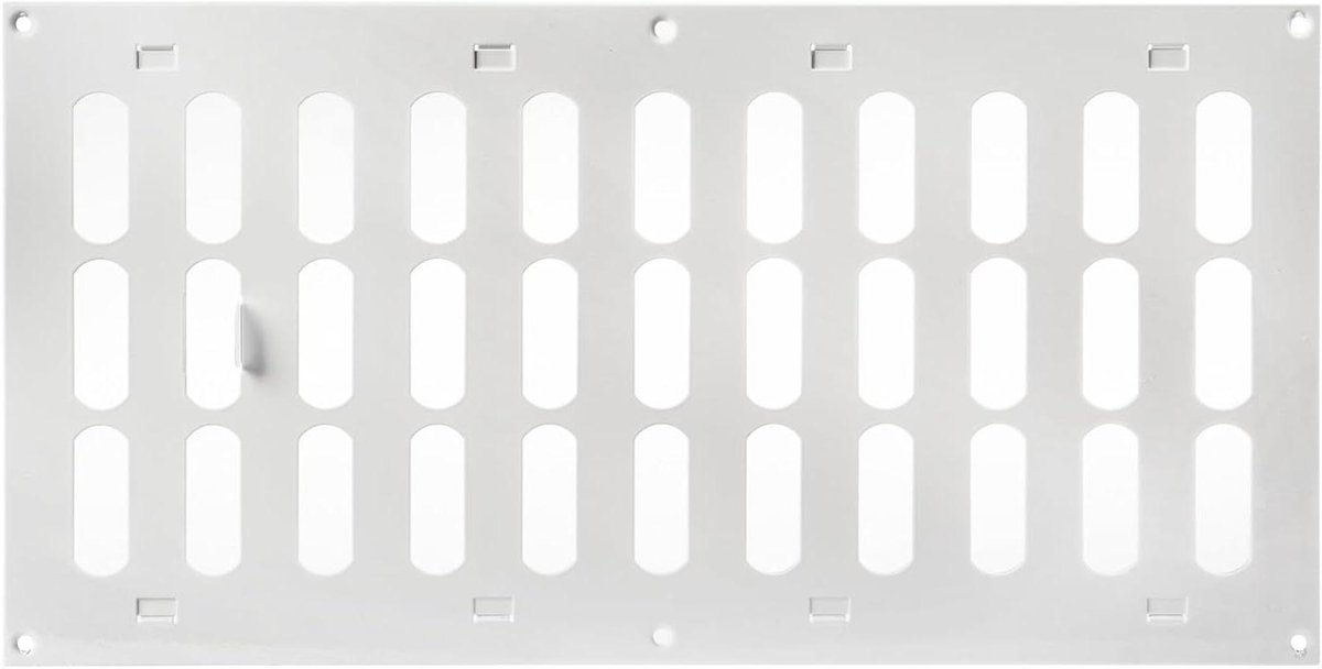 Ventilatieafdekking Metaal - Rooster Afdekking - Luchtstroom Regelen - Verstelbaar Rooster - 40 x 20 cm - Wit