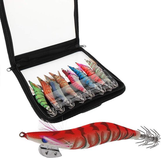 Kunstaas Garnalen - Octopus Aas - Inktvis Vangen - Unieke Ontsnappingsvrije Haak - 8 stuks 2.5g - Blauw Oranje — afbeelding 3