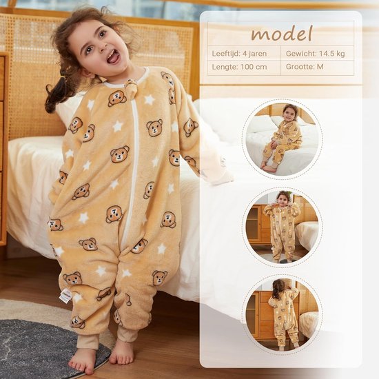 Slaapzak met Voeten voor Baby's en Kinderen - Winter Flanellen Pyjama Jumpsuit 0-6 Jaar van slaapzak-met-voeten — afbeelding 2