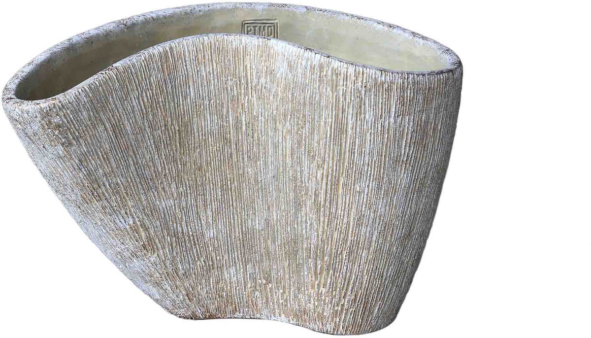 PTMD Destri Cream Cement Organic Shape Vase L