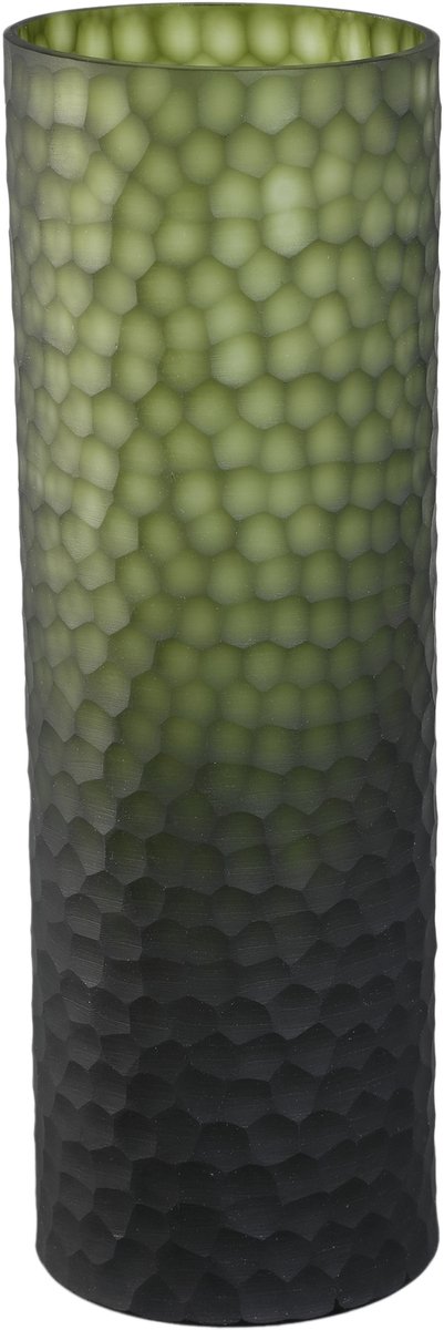 PTMD Paulene Moss Green Glass Vase Handcut Straight L