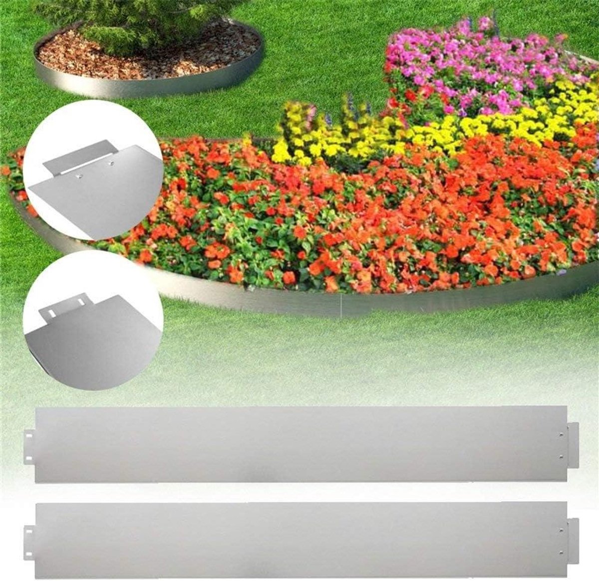 Graszoden Metaal - Tuinranden - Gazon Afbakening - Flexibel Buigbaar - 30 Stuks 100cm - Zilver